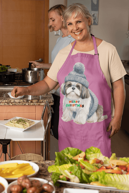 Merry Christmas Shih Tzu Apron - Perfect Holiday Gift for Dog Lovers - Shih Tzu Gifts