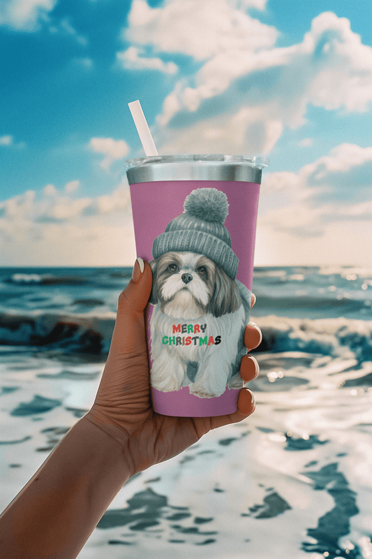 Merry Christmas Shih Tzu Tumbler - Perfect Holiday Gift for Dog Lovers - Shih Tzu Gifts