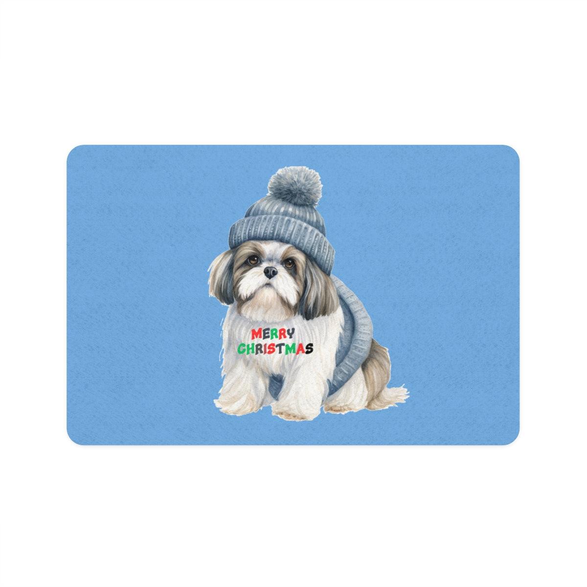 Merry Christmas Shih Tzu Pet Food Mat – Festive Holiday Gift for Dog Lovers - Shih Tzu Gifts