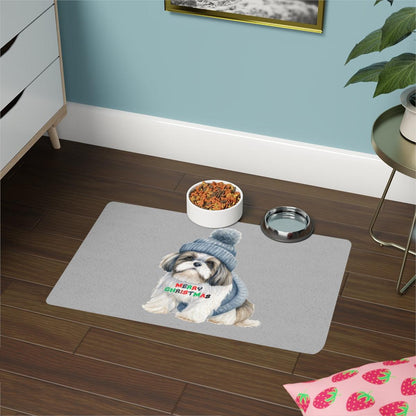 Merry Christmas Shih Tzu Pet Food Mat – Festive Holiday Gift for Dog Lovers - Shih Tzu Gifts