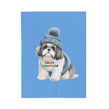 Cozy and Festive "Merry Christmas Shih Tzu" Blanket – Perfect Holiday Gift - Shih Tzu Gifts