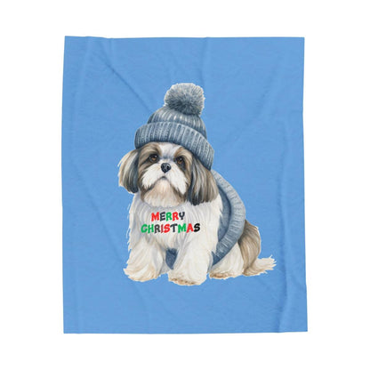 Cozy and Festive "Merry Christmas Shih Tzu" Blanket – Perfect Holiday Gift - Shih Tzu Gifts