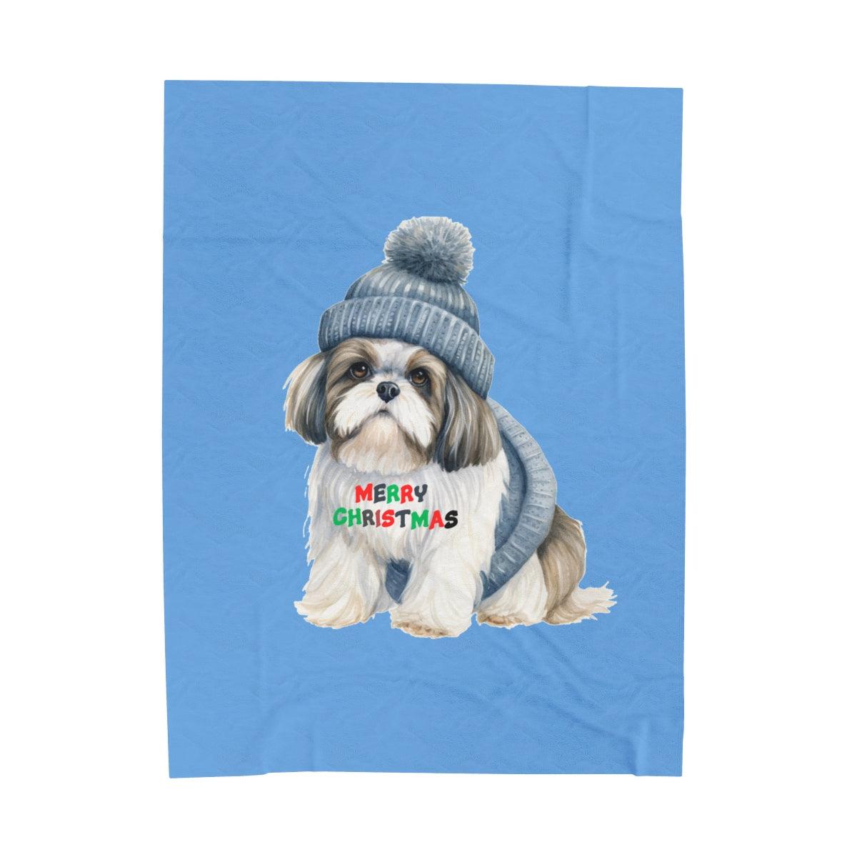 Cozy and Festive "Merry Christmas Shih Tzu" Blanket – Perfect Holiday Gift - Shih Tzu Gifts