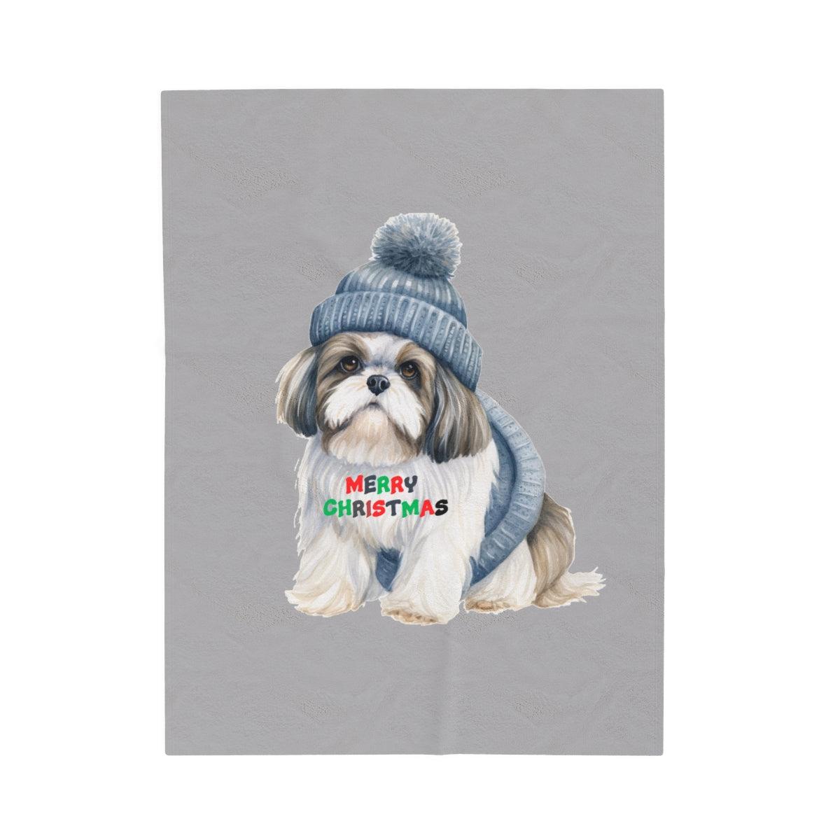 Cozy and Festive "Merry Christmas Shih Tzu" Blanket – Perfect Holiday Gift - Shih Tzu Gifts