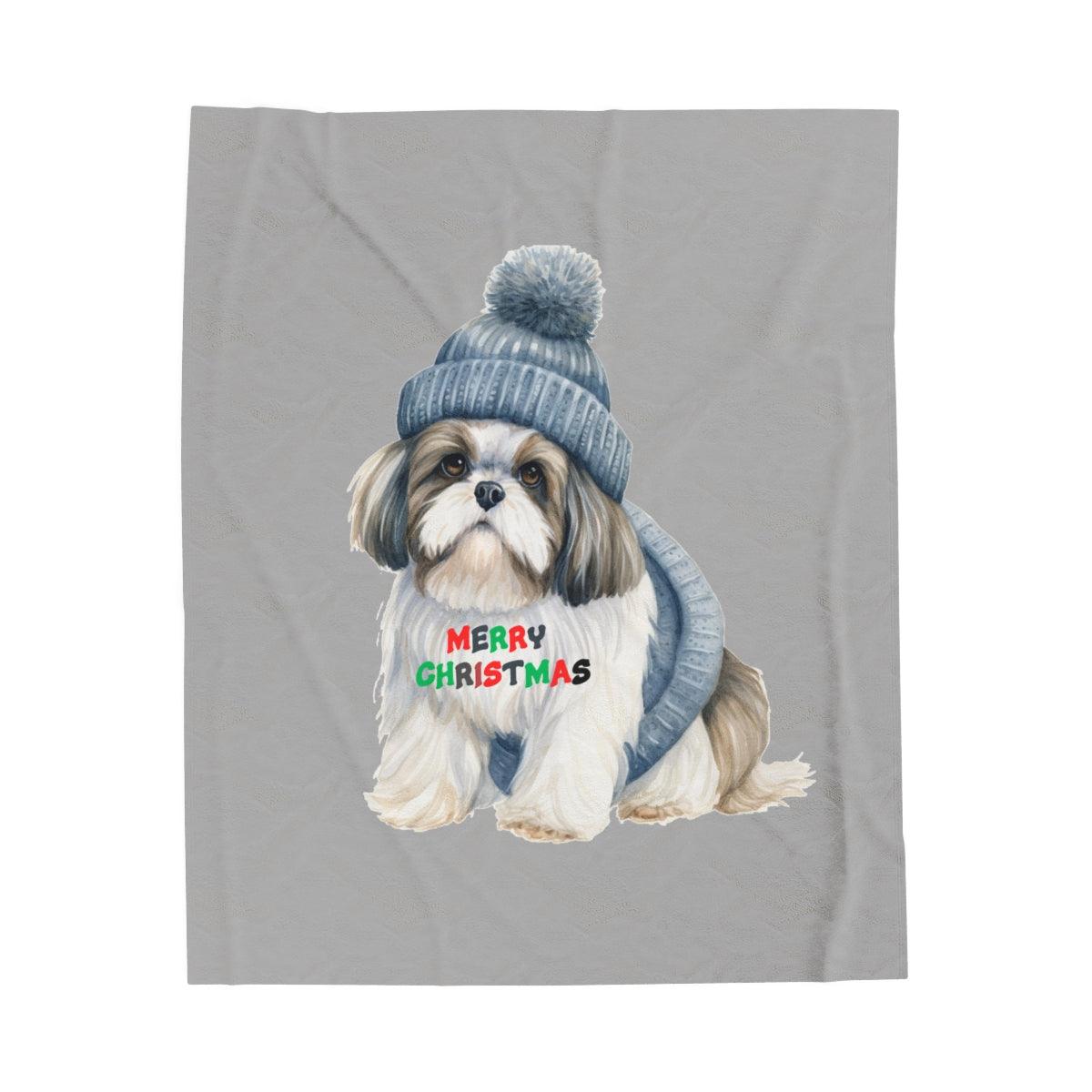 Cozy and Festive "Merry Christmas Shih Tzu" Blanket – Perfect Holiday Gift - Shih Tzu Gifts