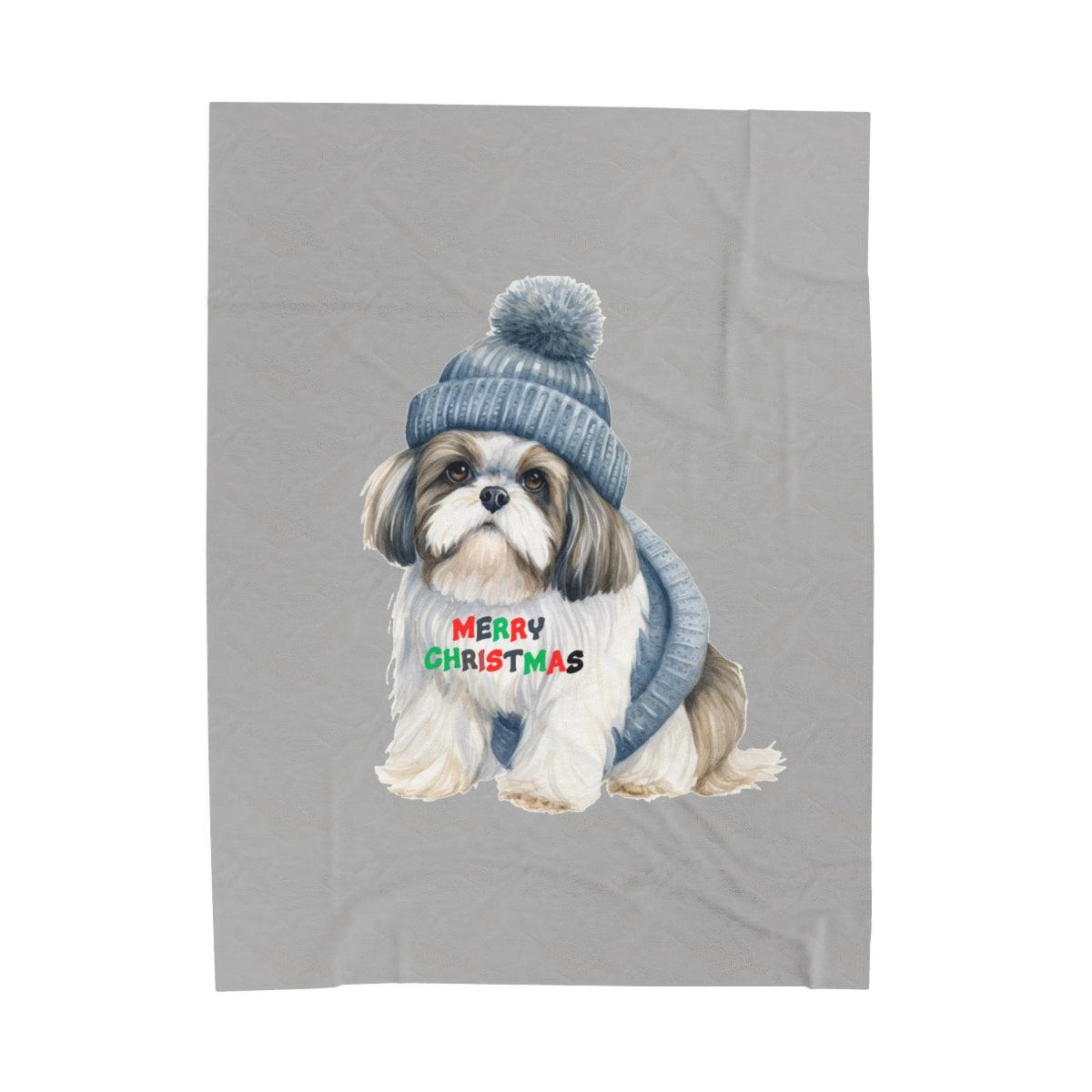 Cozy and Festive "Merry Christmas Shih Tzu" Blanket – Perfect Holiday Gift - Shih Tzu Gifts