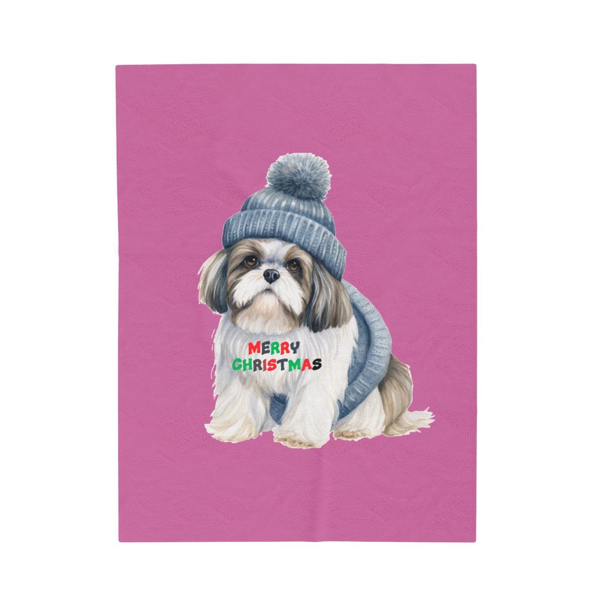 Cozy and Festive "Merry Christmas Shih Tzu" Blanket – Perfect Holiday Gift - Shih Tzu Gifts