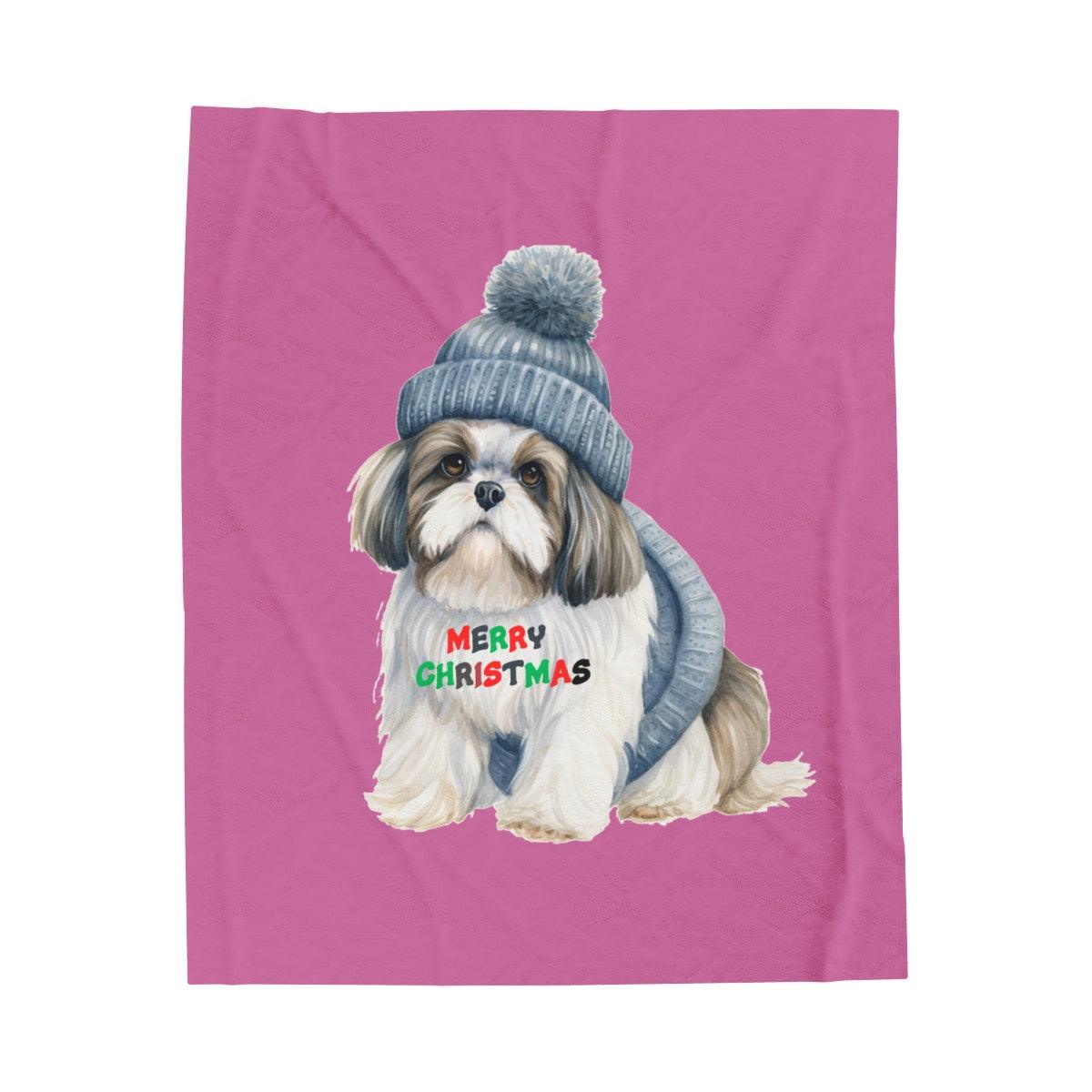 Cozy and Festive "Merry Christmas Shih Tzu" Blanket – Perfect Holiday Gift - Shih Tzu Gifts