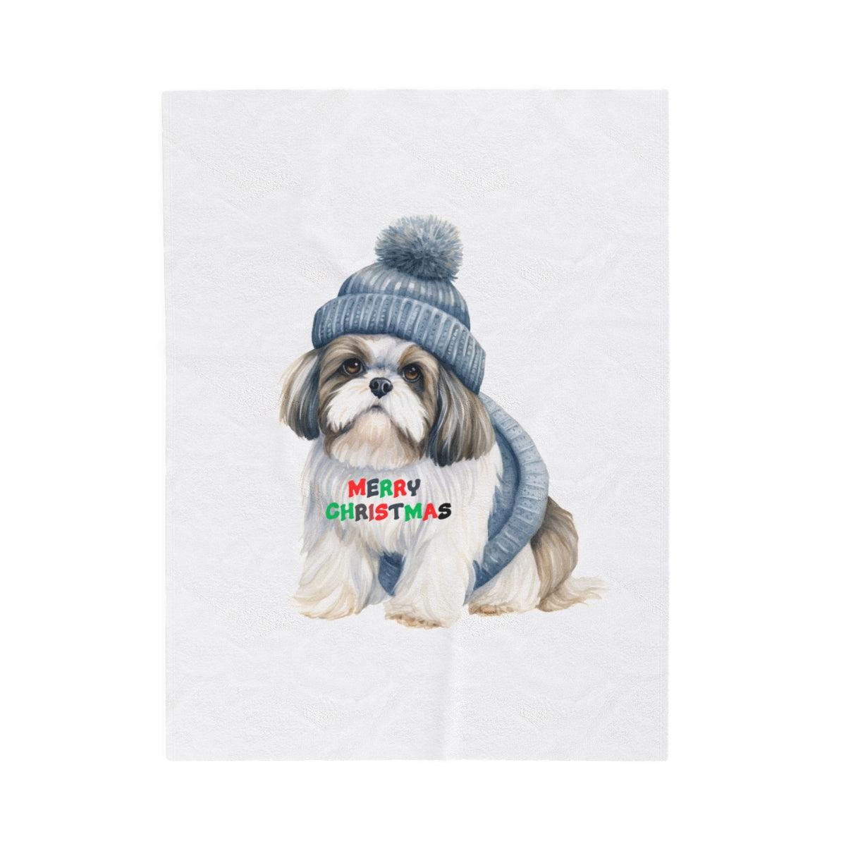 Cozy and Festive "Merry Christmas Shih Tzu" Blanket – Perfect Holiday Gift - Shih Tzu Gifts