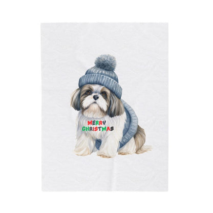 Cozy and Festive "Merry Christmas Shih Tzu" Blanket – Perfect Holiday Gift - Shih Tzu Gifts