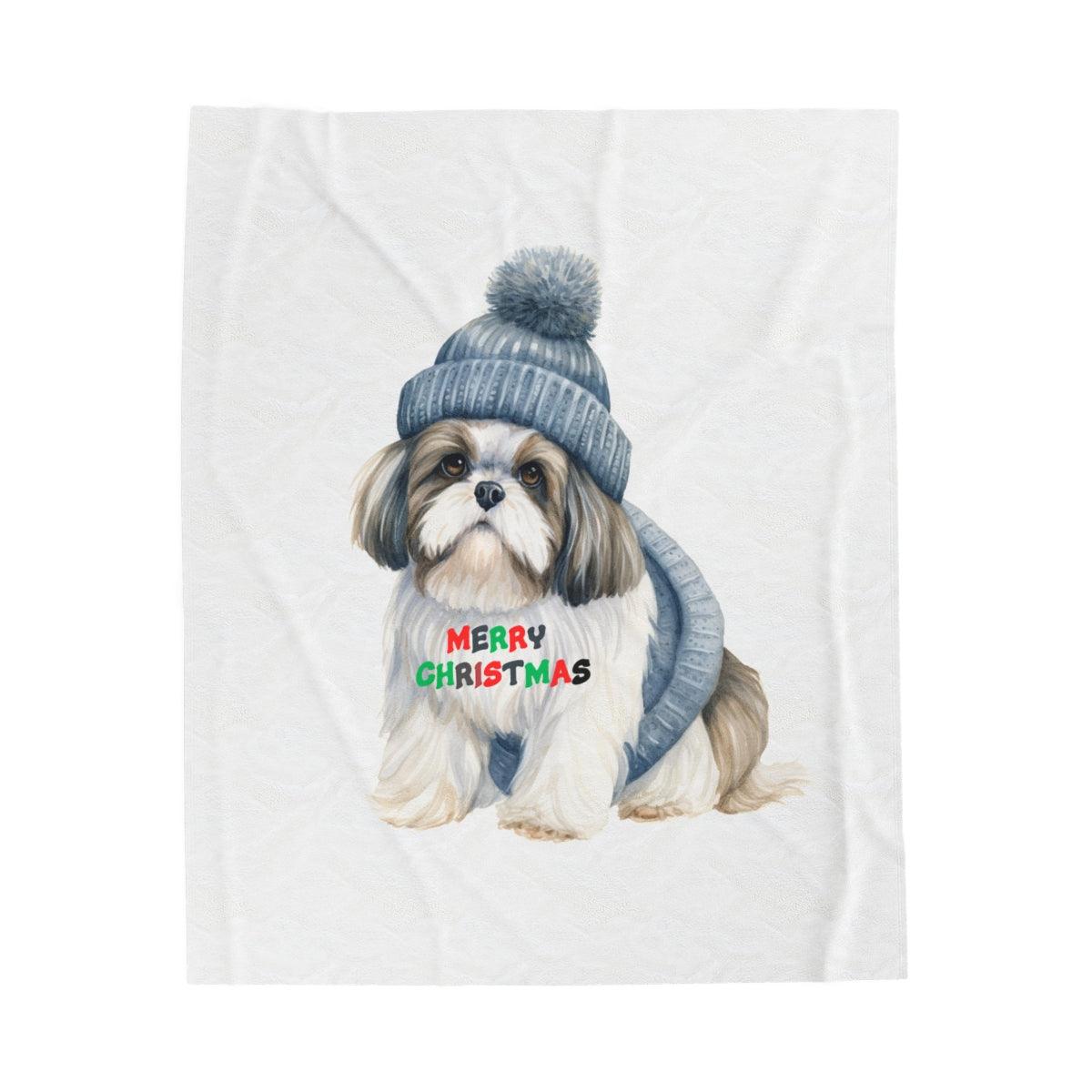 Cozy and Festive "Merry Christmas Shih Tzu" Blanket – Perfect Holiday Gift - Shih Tzu Gifts