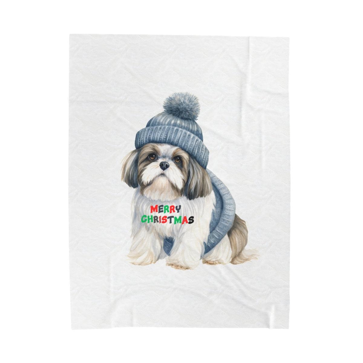 Cozy and Festive "Merry Christmas Shih Tzu" Blanket – Perfect Holiday Gift - Shih Tzu Gifts