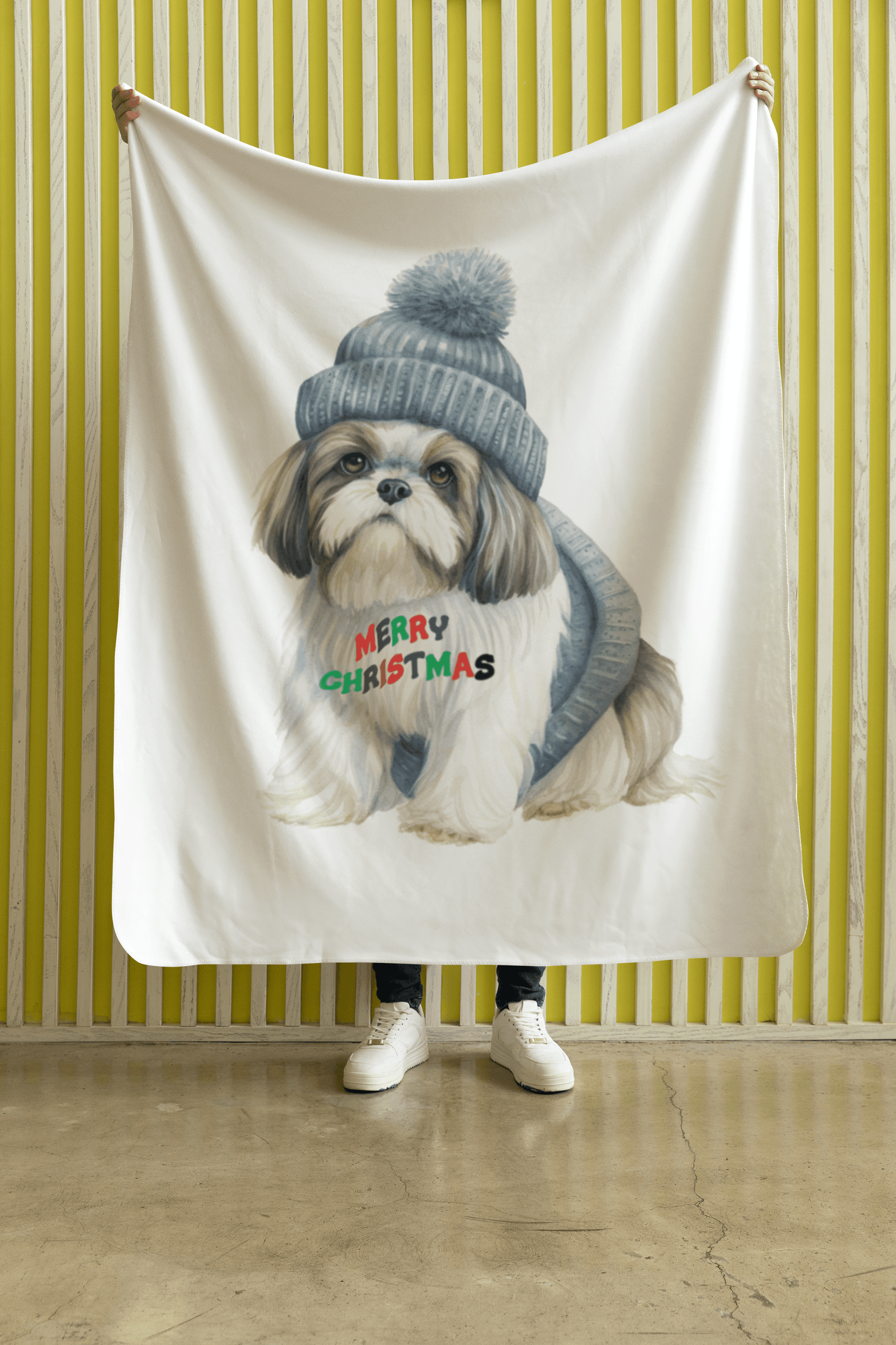 Cozy and Festive "Merry Christmas Shih Tzu" Blanket – Perfect Holiday Gift - Shih Tzu Gifts