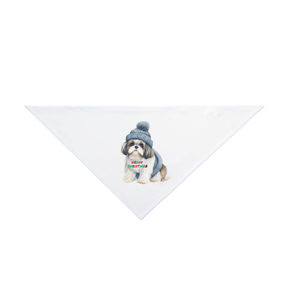 Festive Merry Christmas Shih Tzu Dog Bandana – Holiday Pet Accessory - Shih Tzu Gifts