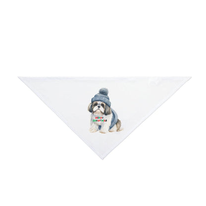 Festive Merry Christmas Shih Tzu Dog Bandana – Holiday Pet Accessory - Shih Tzu Gifts