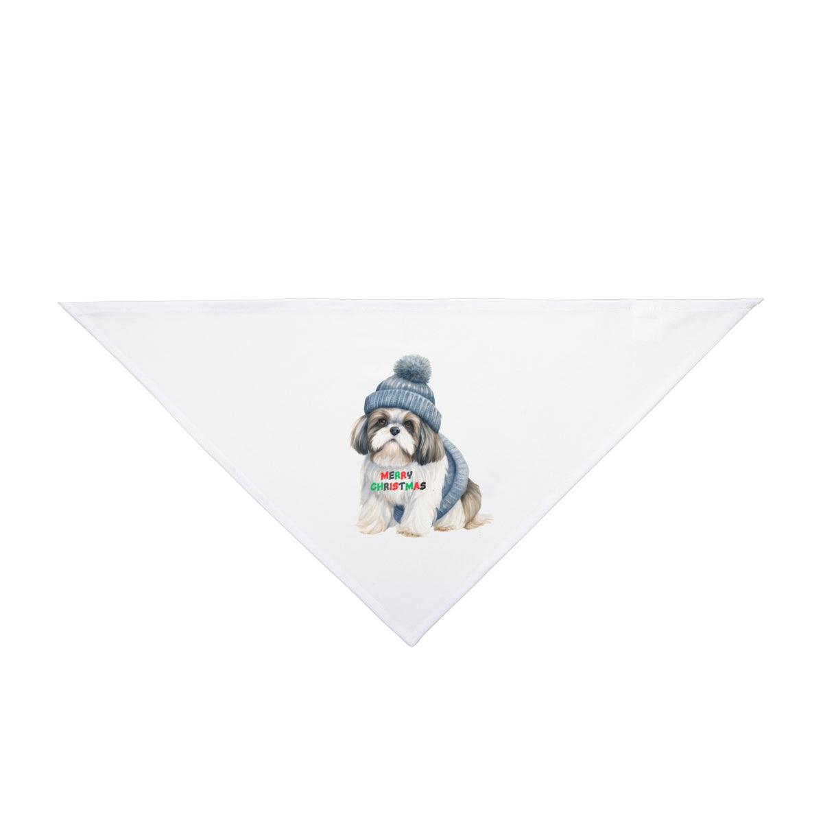 Festive Merry Christmas Shih Tzu Dog Bandana – Holiday Pet Accessory - Shih Tzu Gifts