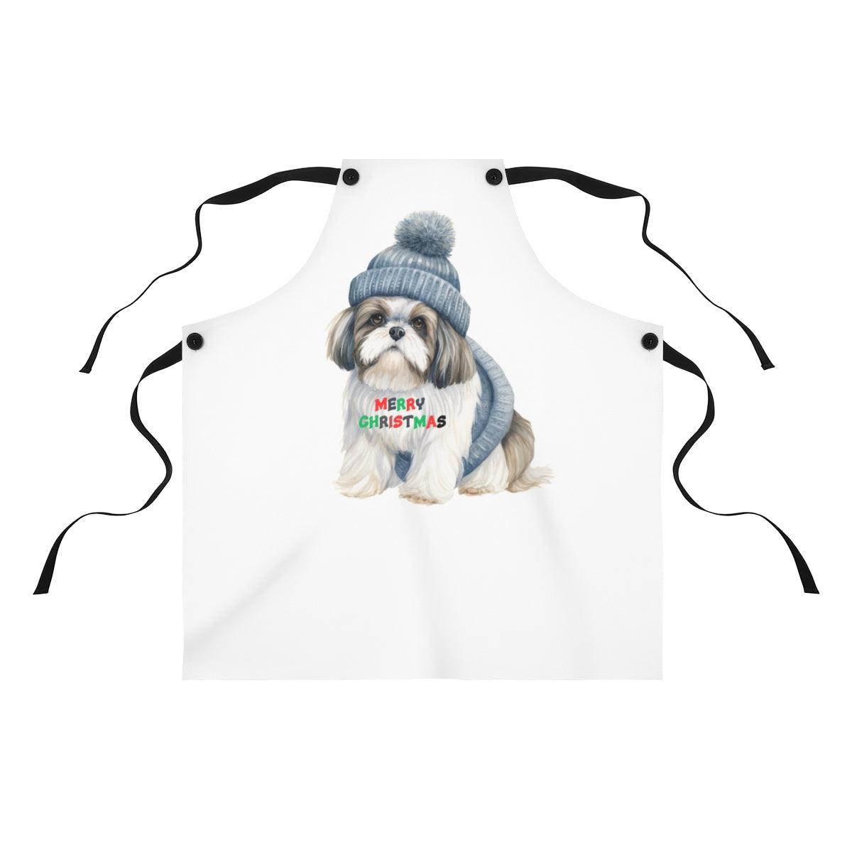 Merry Christmas Shih Tzu Apron - Perfect Holiday Gift for Dog Lovers - Shih Tzu Gifts