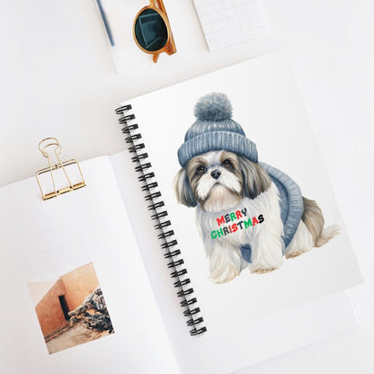 Merry Christmas Shih Tzu Spiral Notebook – Festive Gift for Dog Lovers - Shih Tzu Gifts