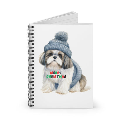 Merry Christmas Shih Tzu Spiral Notebook – Festive Gift for Dog Lovers - Shih Tzu Gifts