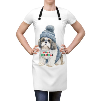 Merry Christmas Shih Tzu Apron - Perfect Holiday Gift for Dog Lovers - Shih Tzu Gifts