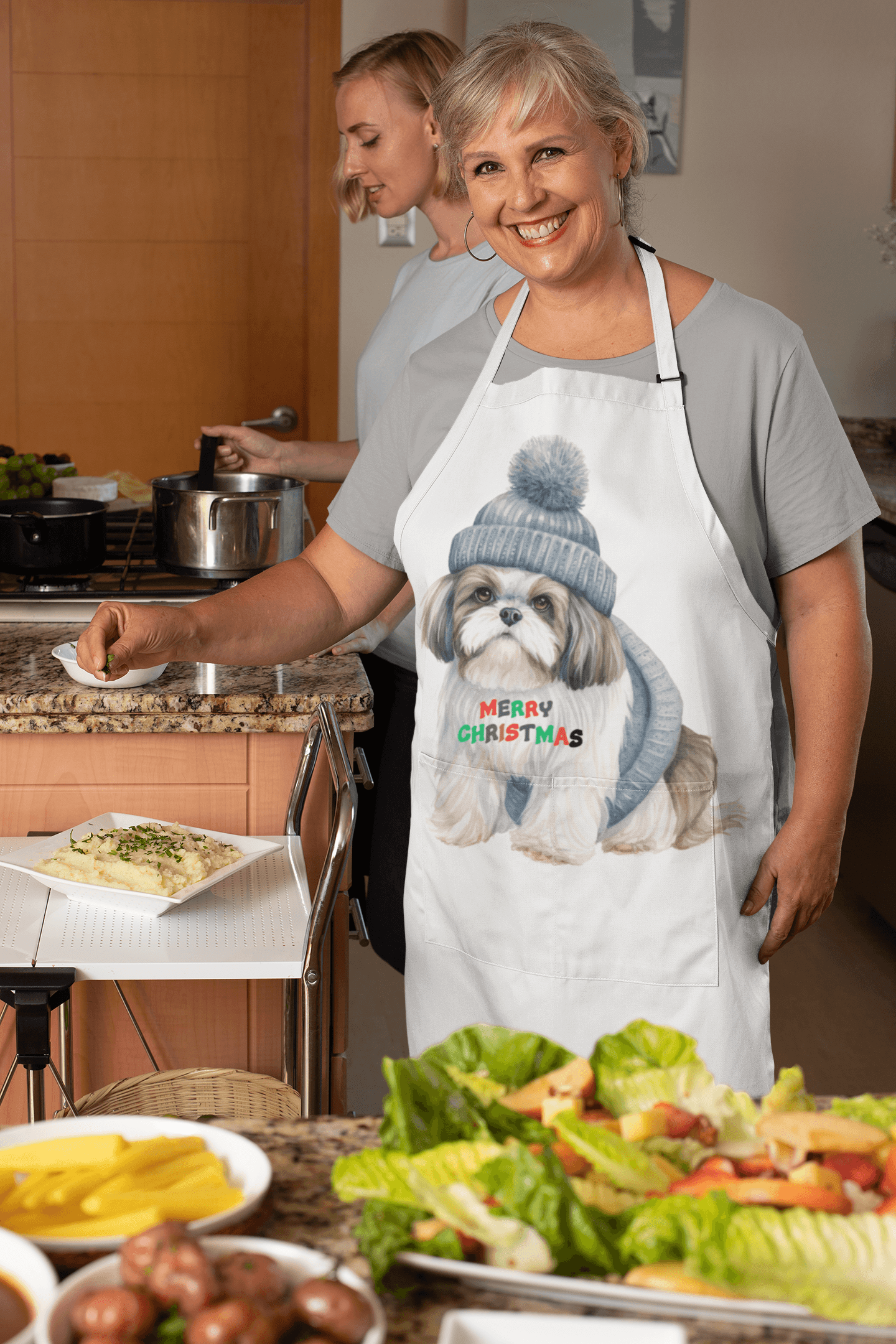 Merry Christmas Shih Tzu Apron - Perfect Holiday Gift for Dog Lovers - Shih Tzu Gifts