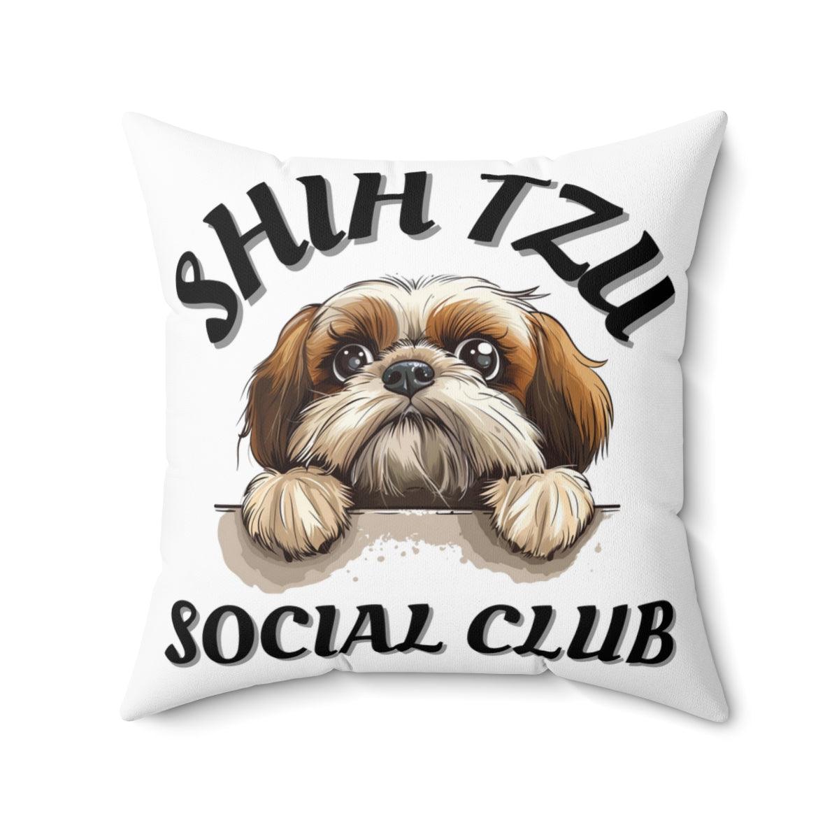 Shih Tzu Social Club Pillow - Shih Tzu Gifts