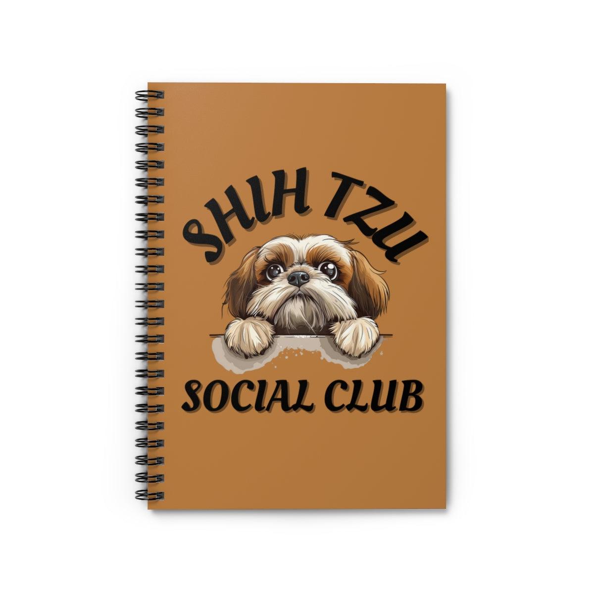 Shih Tzu Social Club Spiral Notebook Ruled Line - Shih Tzu Gifts