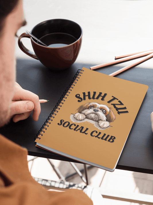 Shih Tzu Social Club Spiral Notebook Ruled Line - Shih Tzu Gifts