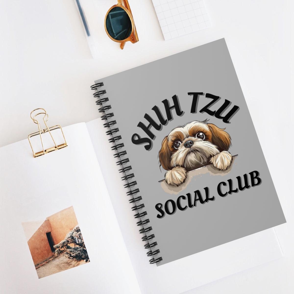 Shih Tzu Social Club Spiral Notebook Ruled Line - Shih Tzu Gifts