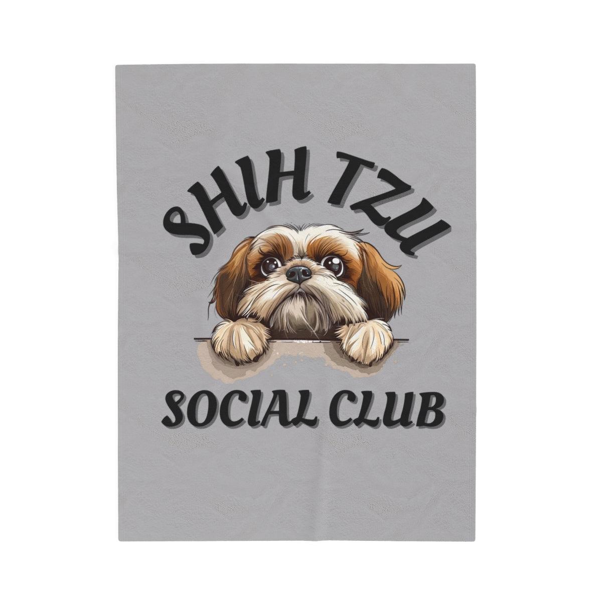 Shih Tzu Social Club Plush Blanket - Shih Tzu Gifts