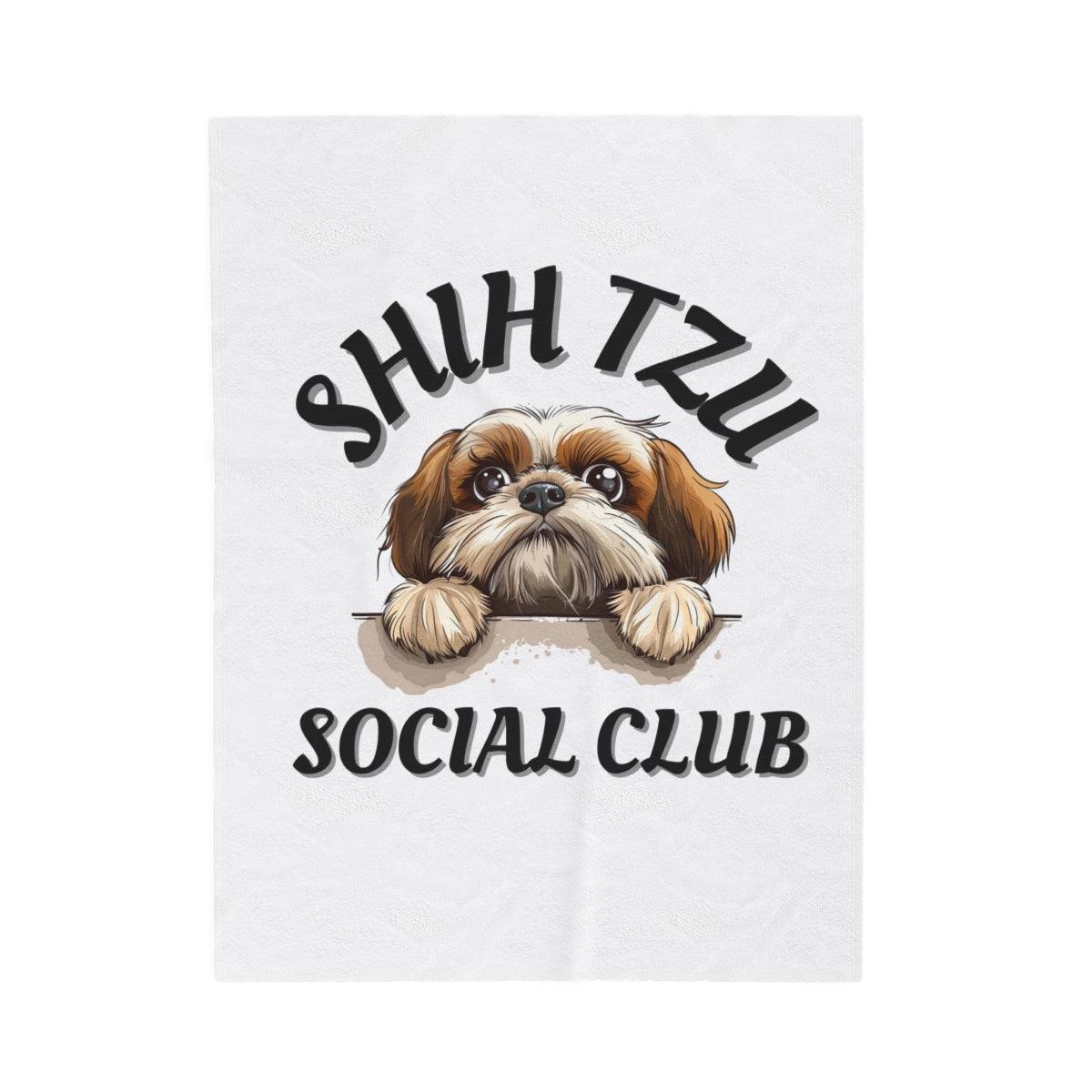 Shih Tzu Social Club Plush Blanket - Shih Tzu Gifts