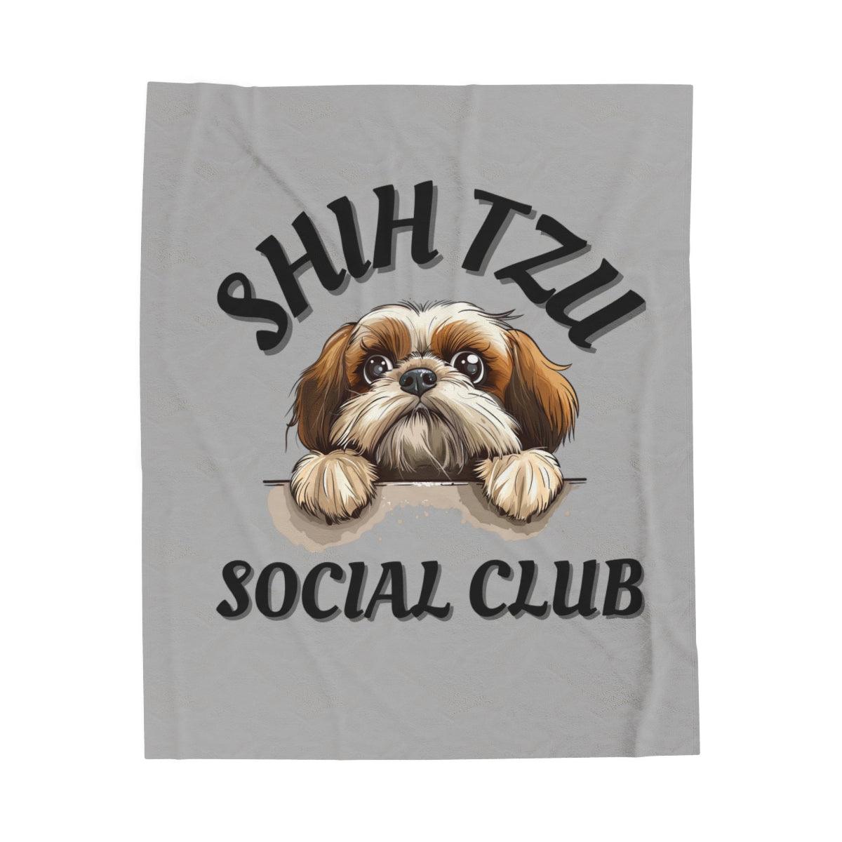 Shih Tzu Social Club Plush Blanket - Shih Tzu Gifts