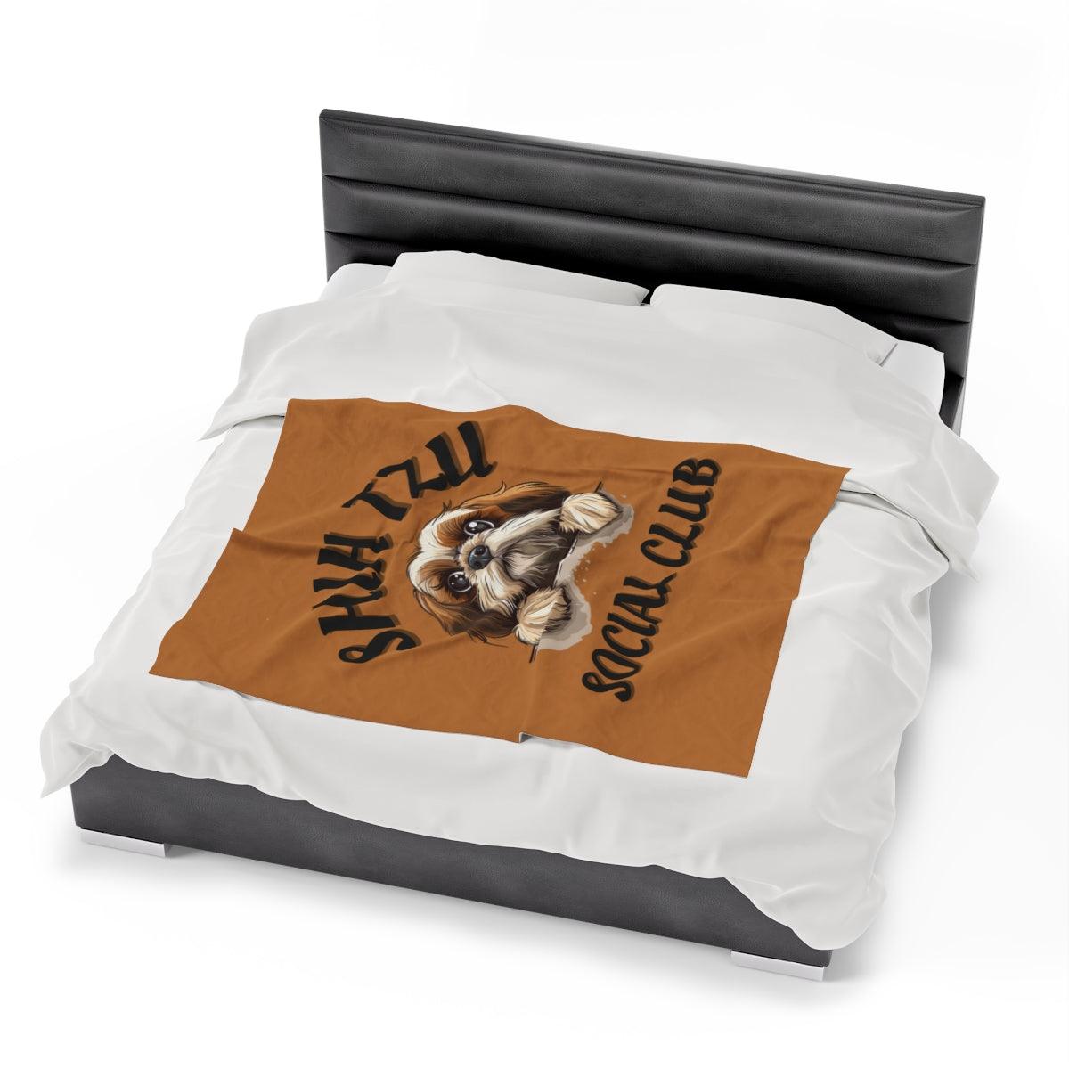 Shih Tzu Social Club Plush Blanket - Shih Tzu Gifts