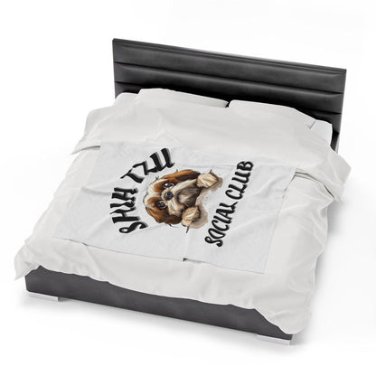 Shih Tzu Social Club Plush Blanket - Shih Tzu Gifts