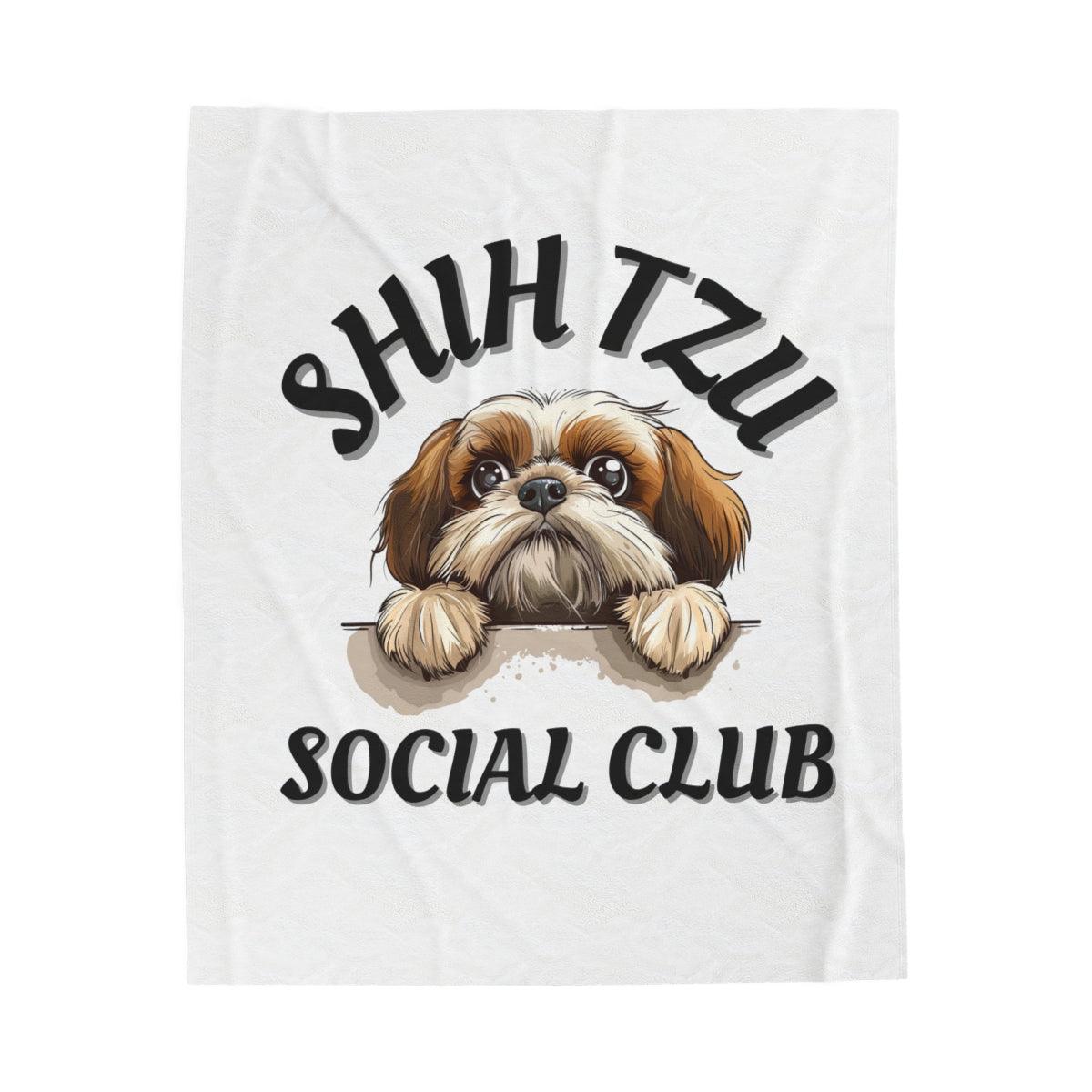 Shih Tzu Social Club Plush Blanket - Shih Tzu Gifts