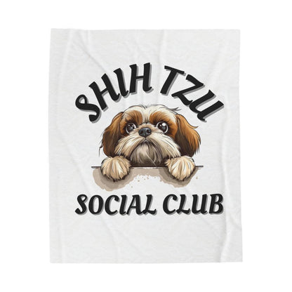 Shih Tzu Social Club Plush Blanket - Shih Tzu Gifts