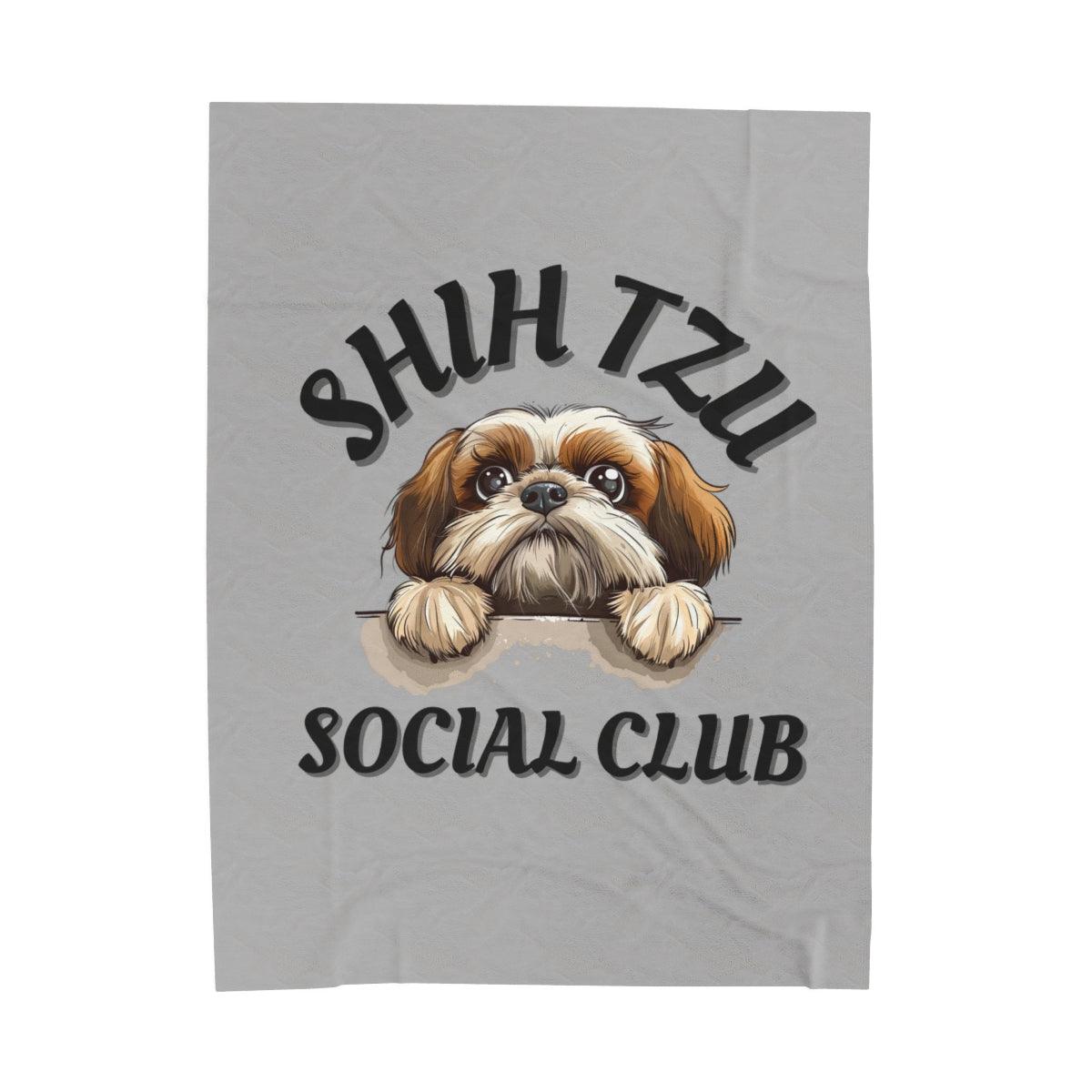 Shih Tzu Social Club Plush Blanket - Shih Tzu Gifts