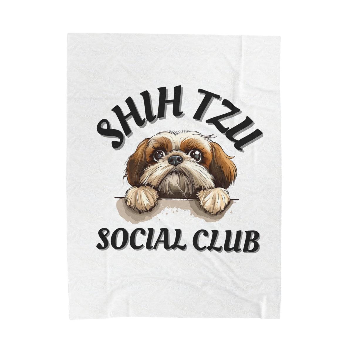 Shih Tzu Social Club Plush Blanket - Shih Tzu Gifts