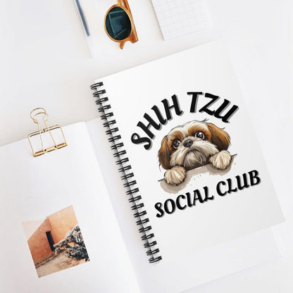 Shih Tzu Social Club Spiral Notebook Ruled Line - Shih Tzu Gifts