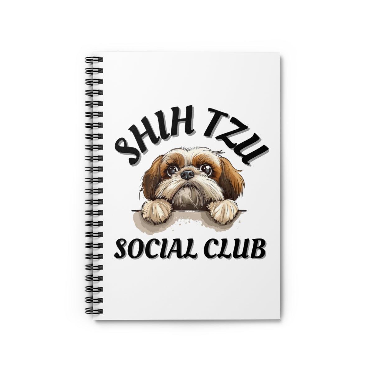 Shih Tzu Social Club Spiral Notebook Ruled Line - Shih Tzu Gifts