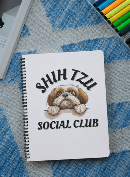 Shih Tzu Social Club Spiral Notebook Ruled Line - Shih Tzu Gifts