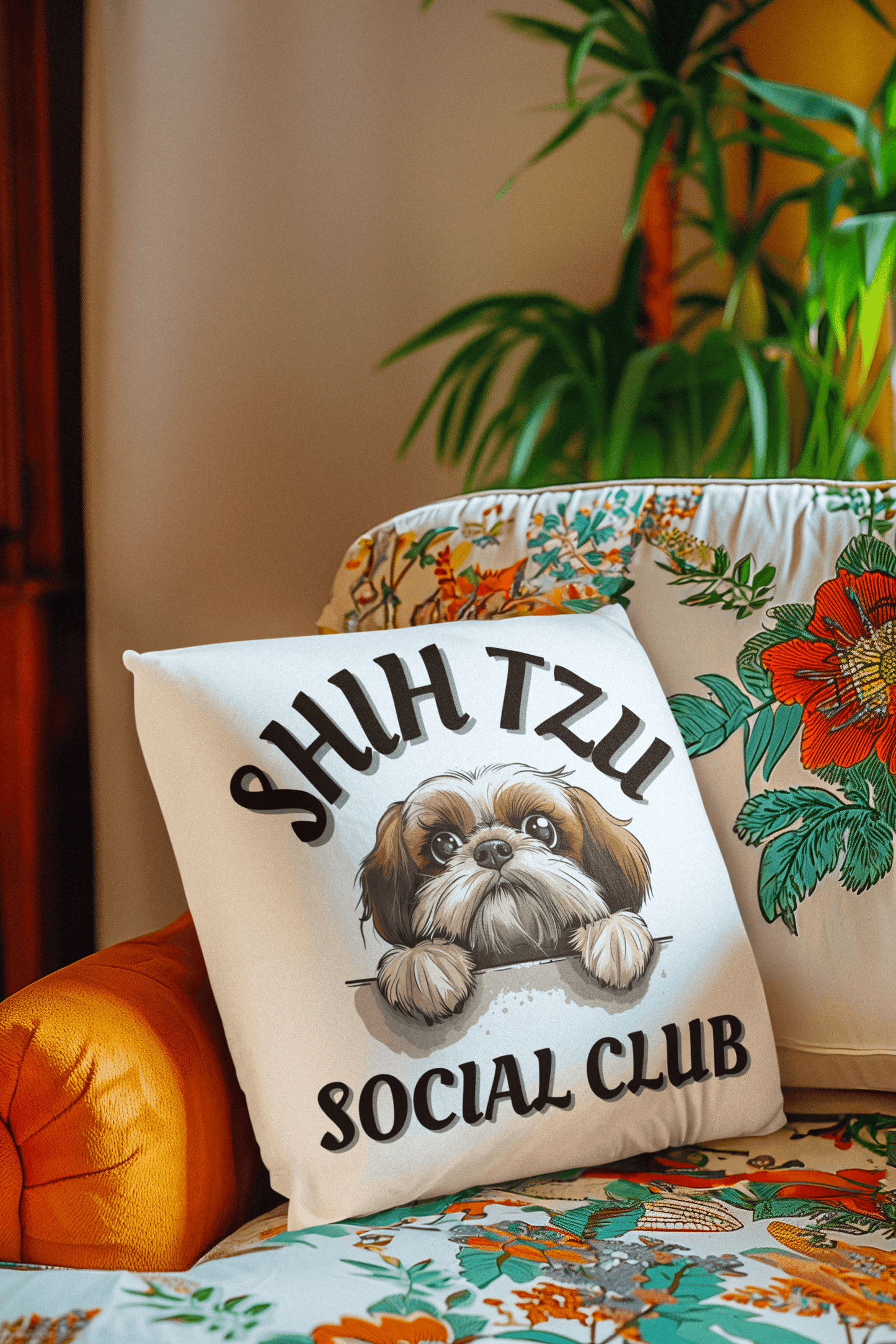 Shih Tzu Social Club Pillow - Shih Tzu Gifts