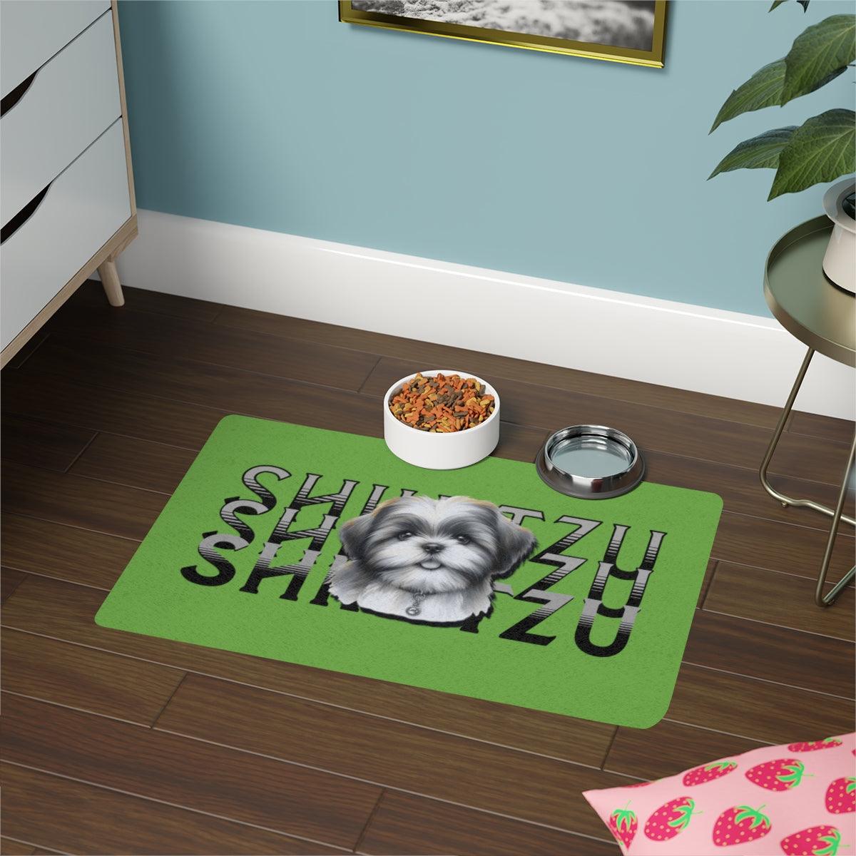 Shih Tzu Stack Pet Food Mat – Cute & Non-Slip Mat for Dog Lovers