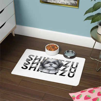 Shih Tzu Stack Pet Food Mat – Cute & Non-Slip Mat for Dog Lovers