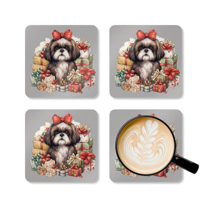 Christmas Gifts Shih Tzu Corkwood Coaster Set - Shih Tzu Gifts