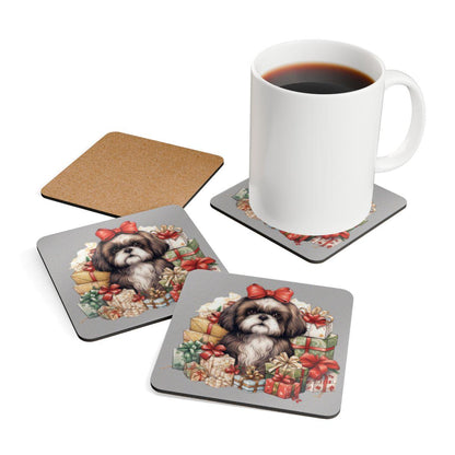 Christmas Gifts Shih Tzu Corkwood Coaster Set - Shih Tzu Gifts