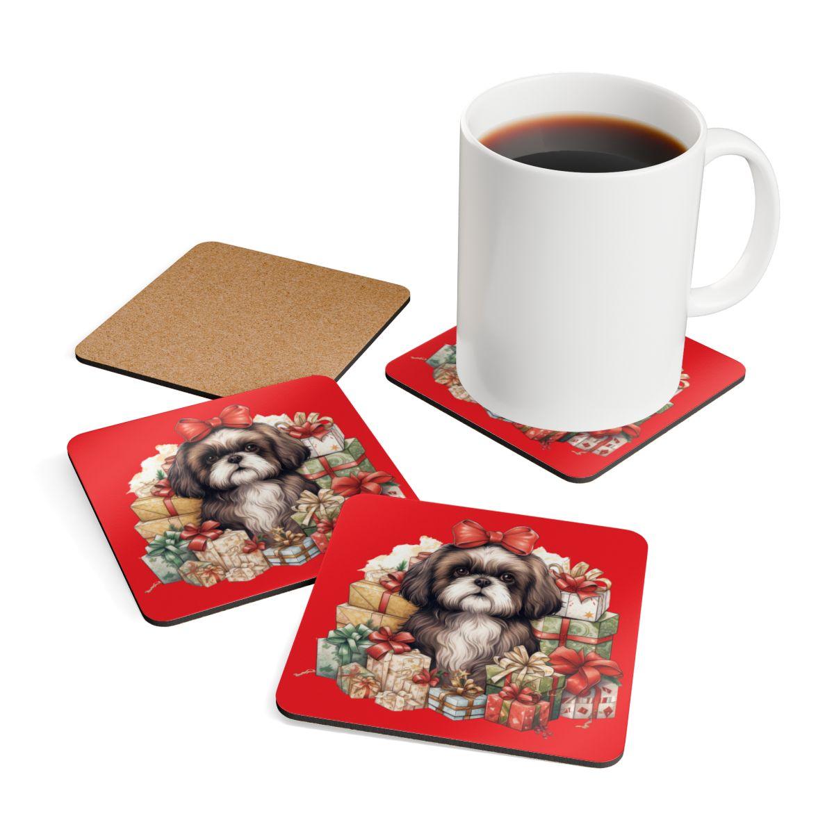 Christmas Gifts Shih Tzu Corkwood Coaster Set - Shih Tzu Gifts