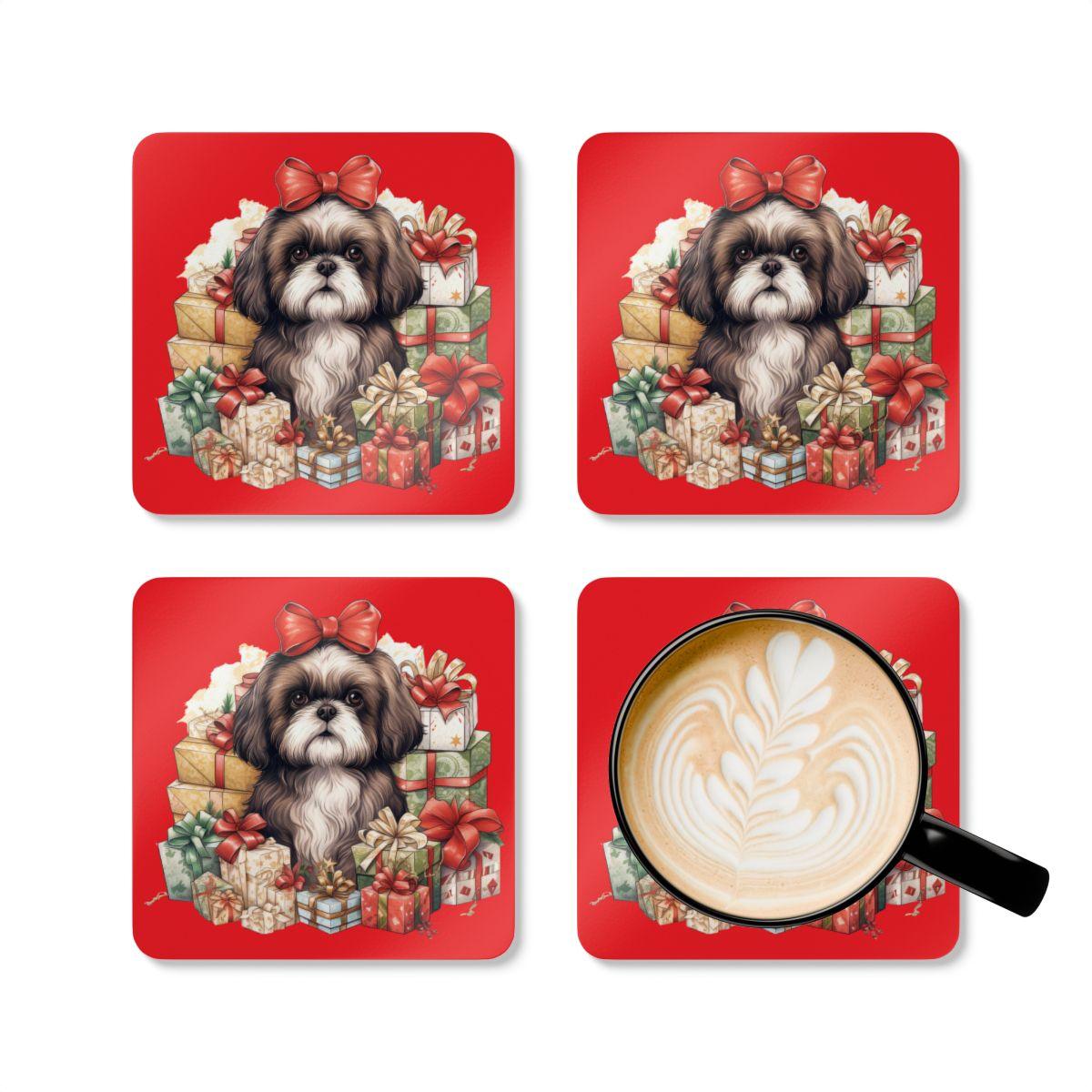 Christmas Gifts Shih Tzu Corkwood Coaster Set - Shih Tzu Gifts