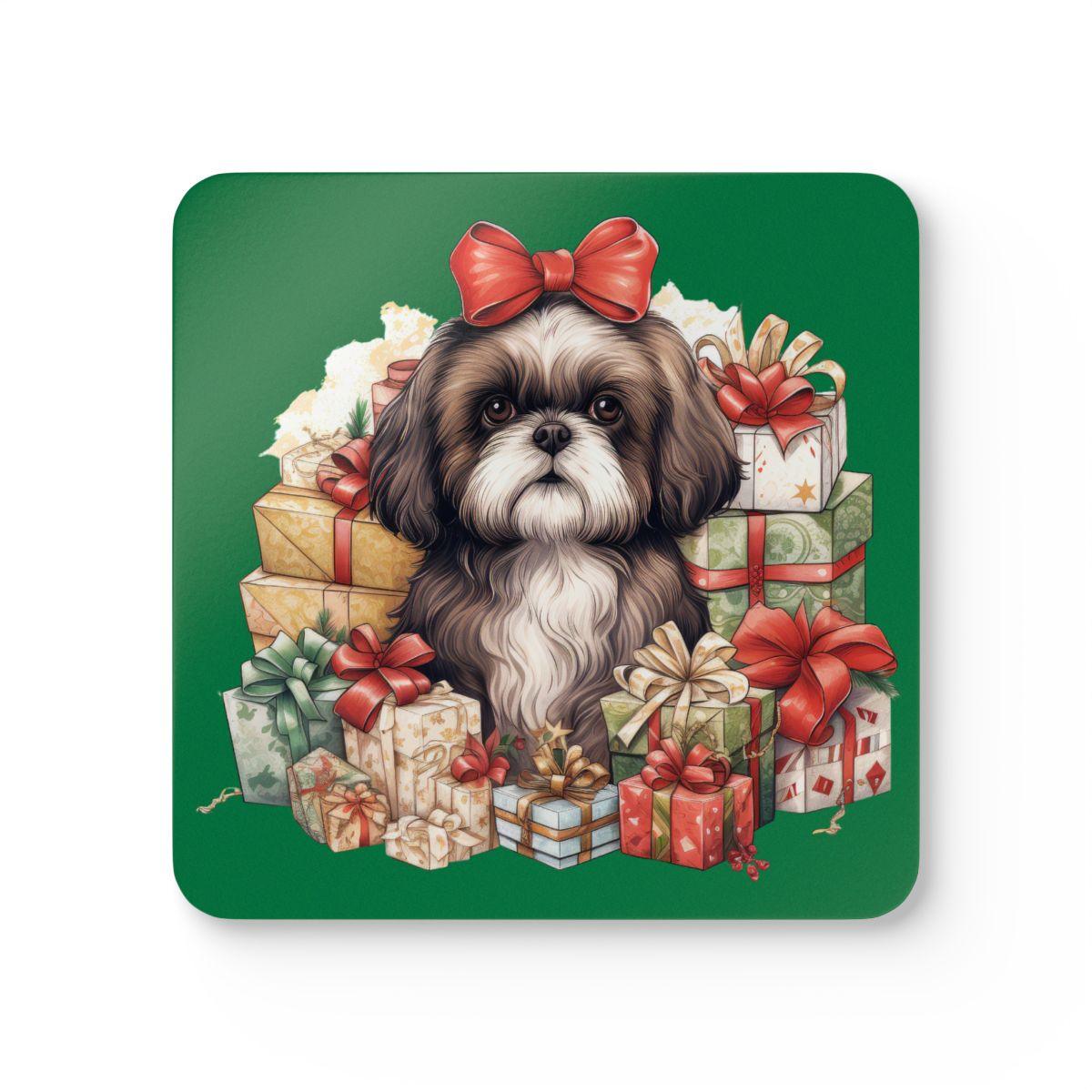 Christmas Gifts Shih Tzu Corkwood Coaster Set - Shih Tzu Gifts