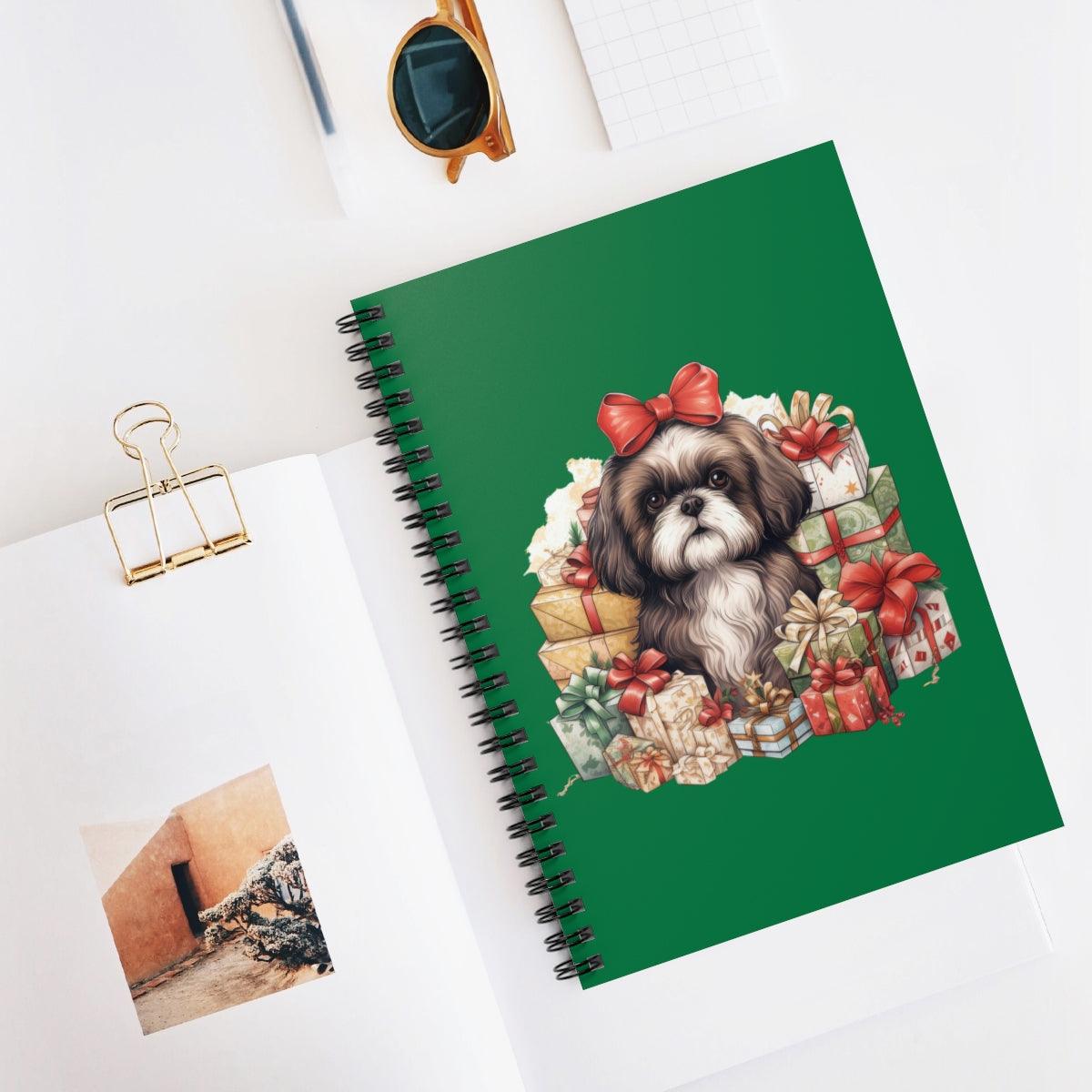 Christmas Gifts Shih Tzu Spiral Notebook Ruled Line - Shih Tzu Gifts